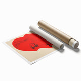 Bold Electric Red Portrait Art: Abstract Modern Face Canvas Wall Print