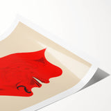 Bold Electric Red Portrait Art: Abstract Modern Face Canvas Wall Print