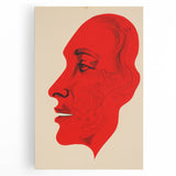 Bold Electric Red Portrait Art: Abstract Modern Face Canvas Wall Print