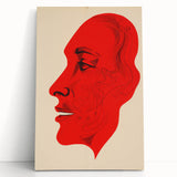Bold Electric Red Portrait Art: Abstract Modern Face Canvas Wall Print