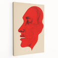 Bold Electric Red Portrait Art: Abstract Modern Face Canvas Wall Print