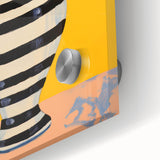 Vibrant Floral Electric Art: Modern Striped Vase Canvas Wall Print