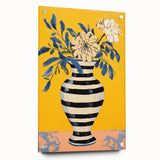 Vibrant Floral Electric Art: Modern Striped Vase Canvas Wall Print