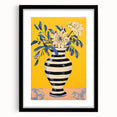 Vibrant Floral Electric Art: Modern Striped Vase Canvas Wall Print
