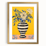 Vibrant Floral Electric Art: Modern Striped Vase Canvas Wall Print