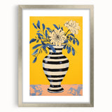 Vibrant Floral Electric Art: Modern Striped Vase Canvas Wall Print