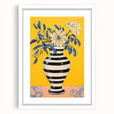 Vibrant Floral Electric Art: Modern Striped Vase Canvas Wall Print