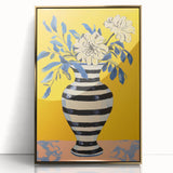 Vibrant Floral Electric Art: Modern Striped Vase Canvas Wall Print