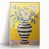 Vibrant Floral Electric Art: Modern Striped Vase Canvas Wall Print