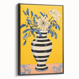 Vibrant Floral Electric Art: Modern Striped Vase Canvas Wall Print