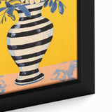 Vibrant Floral Electric Art: Modern Striped Vase Canvas Wall Print