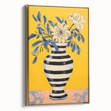 Vibrant Floral Electric Art: Modern Striped Vase Canvas Wall Print