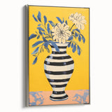 Vibrant Floral Electric Art: Modern Striped Vase Canvas Wall Print