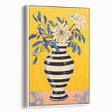Vibrant Floral Electric Art: Modern Striped Vase Canvas Wall Print