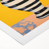 Vibrant Floral Electric Art: Modern Striped Vase Canvas Wall Print