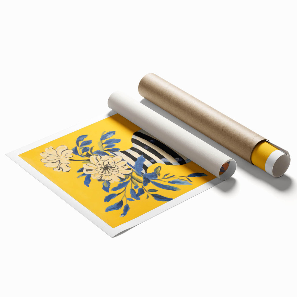 Vibrant Floral Electric Art: Modern Striped Vase Canvas Wall Print