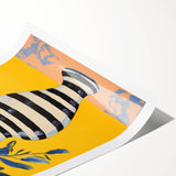 Vibrant Floral Electric Art: Modern Striped Vase Canvas Wall Print