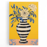 Vibrant Floral Electric Art: Modern Striped Vase Canvas Wall Print