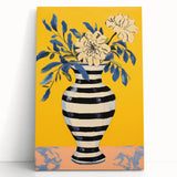 Vibrant Floral Electric Art: Modern Striped Vase Canvas Wall Print