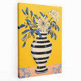 Vibrant Floral Electric Art: Modern Striped Vase Canvas Wall Print