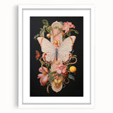 Elegant Butterfly Electric Art: Floral Botanical Canvas Wall Print