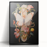 Elegant Butterfly Electric Art: Floral Botanical Canvas Wall Print