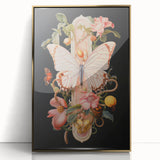 Elegant Butterfly Electric Art: Floral Botanical Canvas Wall Print