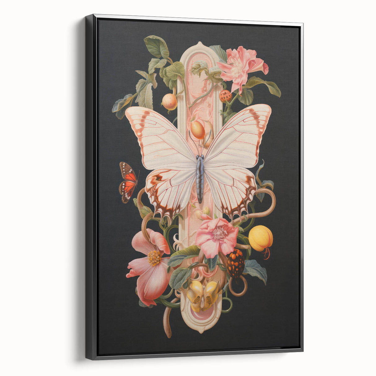 Elegant Butterfly Electric Art: Floral Botanical Canvas Wall Print