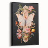 Elegant Butterfly Electric Art: Floral Botanical Canvas Wall Print