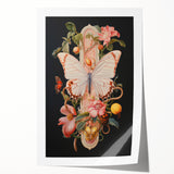 Elegant Butterfly Electric Art: Floral Botanical Canvas Wall Print