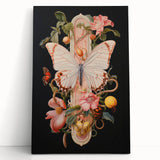 Elegant Butterfly Electric Art: Floral Botanical Canvas Wall Print