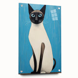 Modern Cat Electric Art: Blue Siamese Cat Canvas Wall Print
