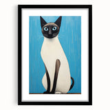 Modern Cat Electric Art: Blue Siamese Cat Canvas Wall Print