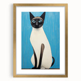 Modern Cat Electric Art: Blue Siamese Cat Canvas Wall Print