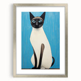 Modern Cat Electric Art: Blue Siamese Cat Canvas Wall Print
