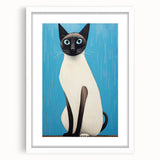 Modern Cat Electric Art: Blue Siamese Cat Canvas Wall Print