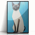 Modern Cat Electric Art: Blue Siamese Cat Canvas Wall Print
