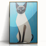 Modern Cat Electric Art: Blue Siamese Cat Canvas Wall Print