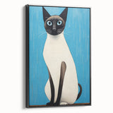 Modern Cat Electric Art: Blue Siamese Cat Canvas Wall Print