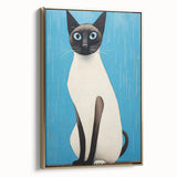 Modern Cat Electric Art: Blue Siamese Cat Canvas Wall Print