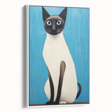 Modern Cat Electric Art: Blue Siamese Cat Canvas Wall Print