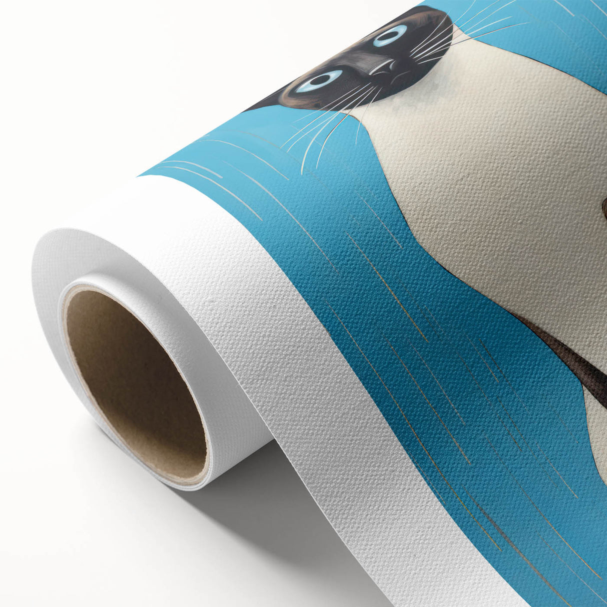 Modern Cat Electric Art: Blue Siamese Cat Canvas Wall Print