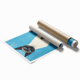 Modern Cat Electric Art: Blue Siamese Cat Canvas Wall Print