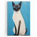 Modern Cat Electric Art: Blue Siamese Cat Canvas Wall Print