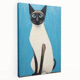 Modern Cat Electric Art: Blue Siamese Cat Canvas Wall Print