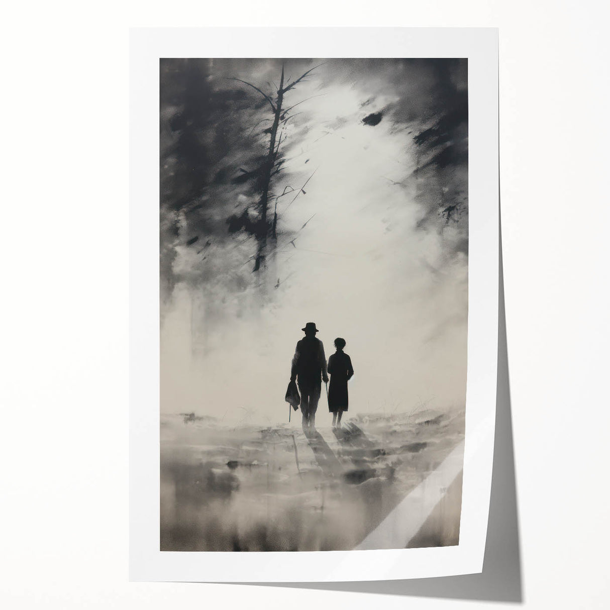 Electric Wall Art - Abstract Monochrome Walk Through Foggy Landscape