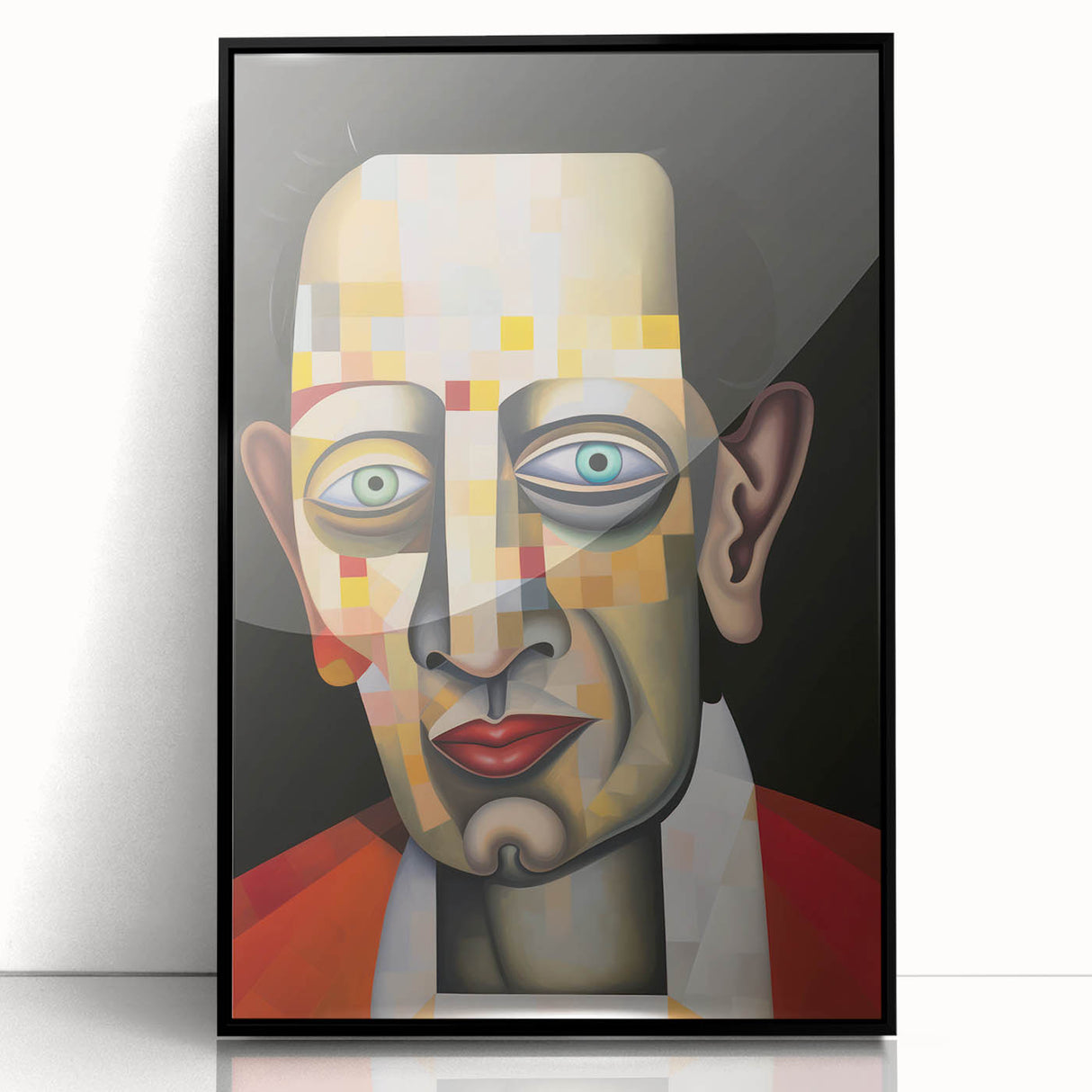Abstract Electric Art Canvas - Vibrant Geometric Portrait in Modern Style