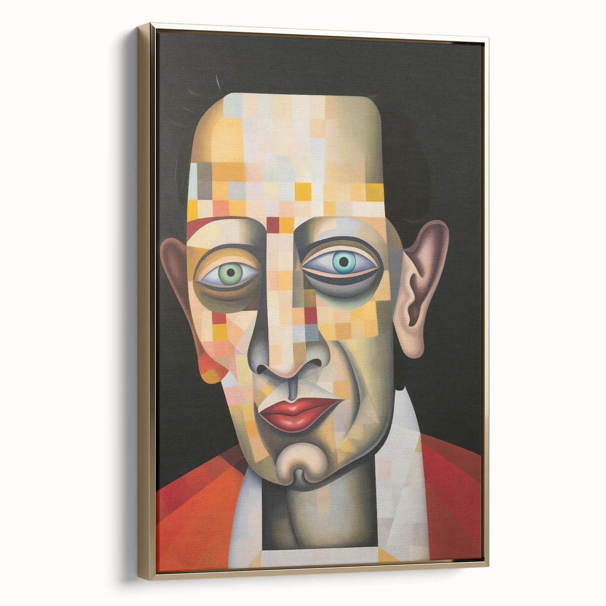 Abstract Electric Art Canvas - Vibrant Geometric Portrait in Modern Style