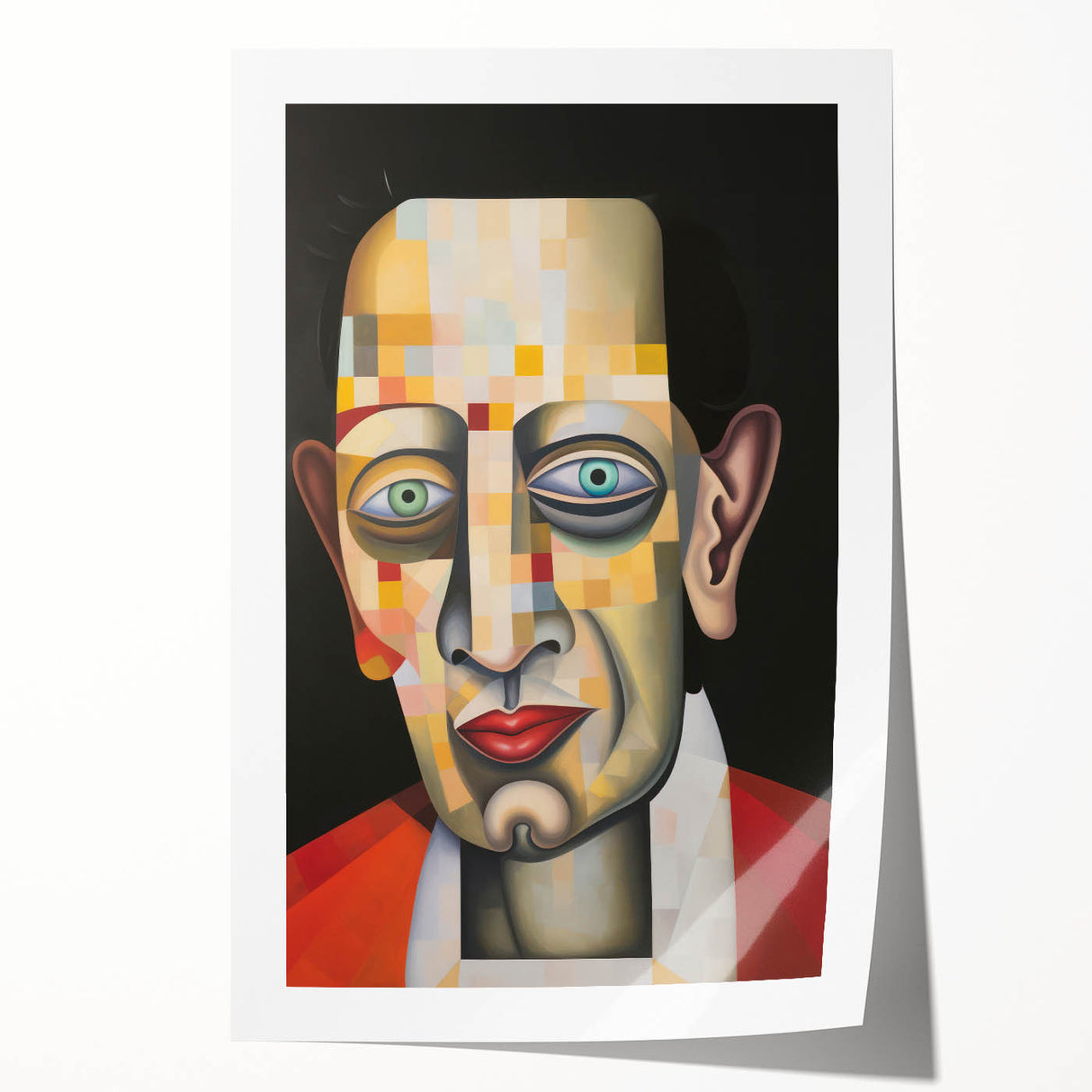 Abstract Electric Art Canvas - Vibrant Geometric Portrait in Modern Style