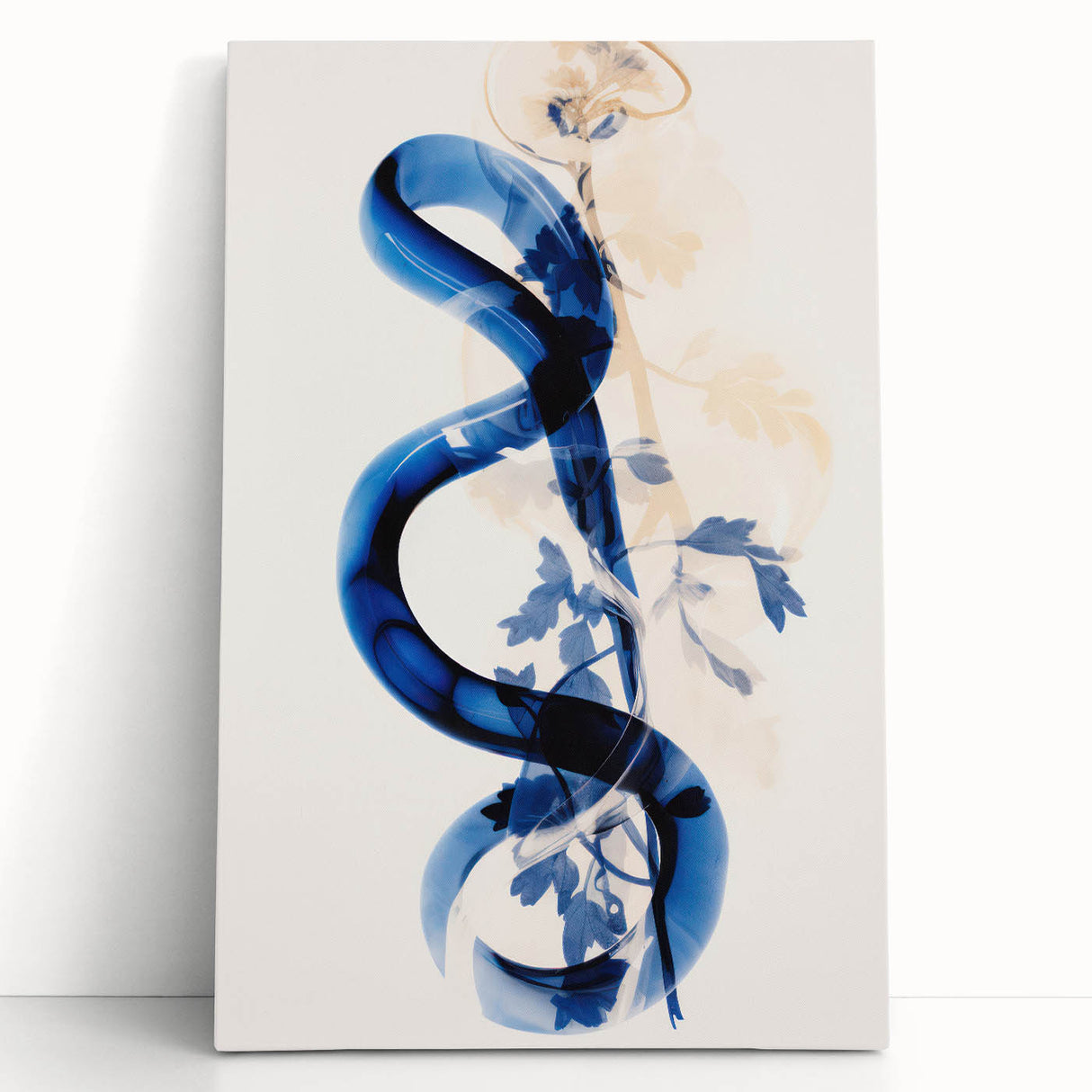 Modern Electric Wall Art - Abstract Blue Floral and Fluid Motion Design